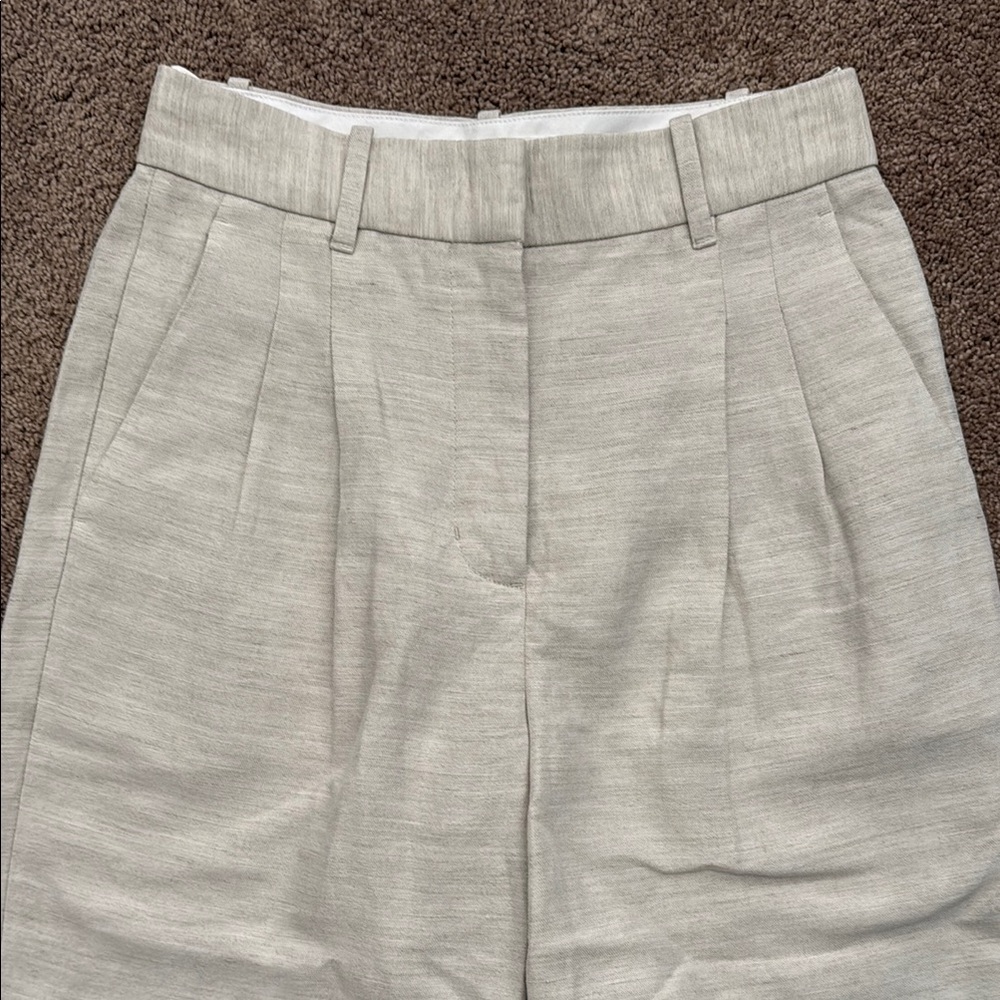 Aritzia Wilfred Effortless Pant Linen Pleated Crop Size 2